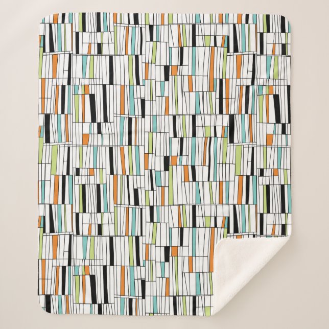 Mid Century Modern Pattern Sherpa Blanket (Front)