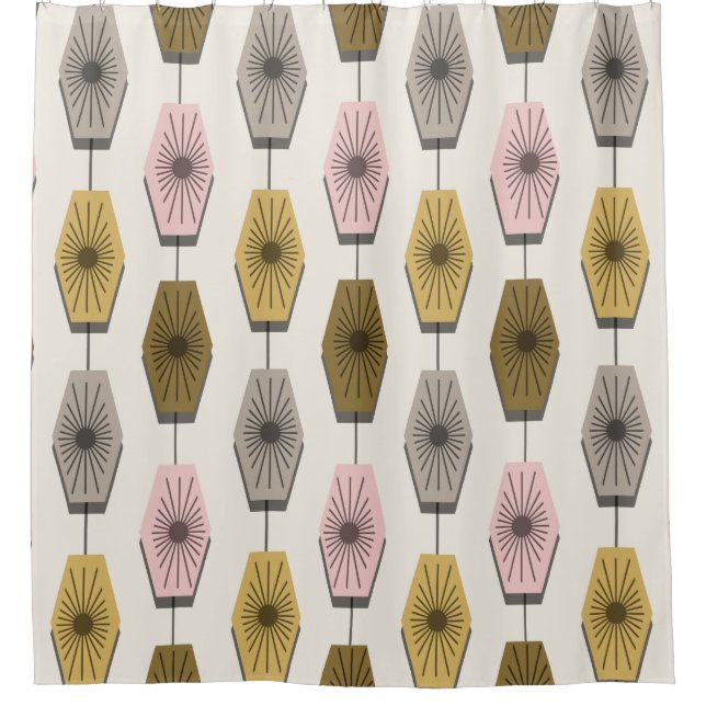 Mid Century Modern Pattern Shower Curtain (Front)