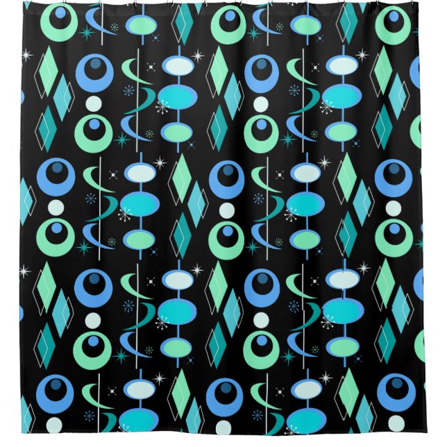 Mid Century Modern Pattern Shower Curtain (Front)
