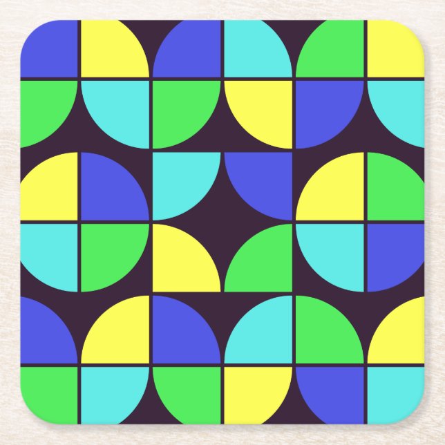 MID CENTURY MODERN Pattern Square Paper Coaster (Front)