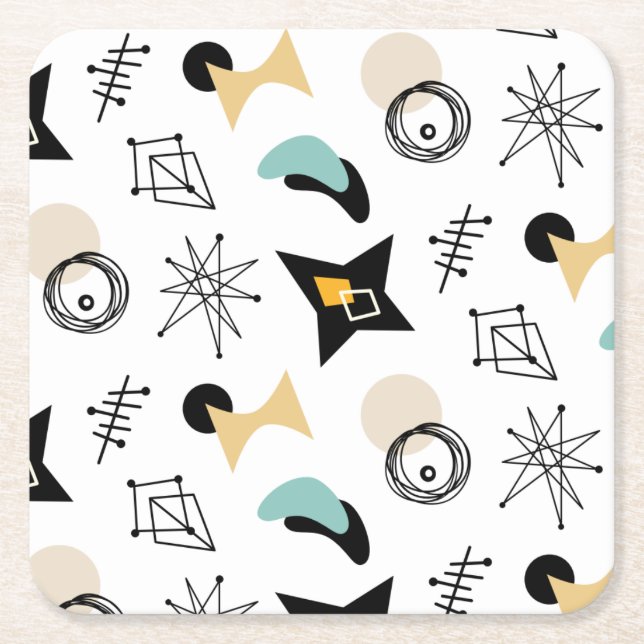 MID CENTURY MODERN Pattern Square Paper Coaster (Front)