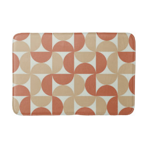 Mid Century Modern Pattern Tan and Terracotta Bath Mat
