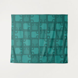 Mid Century Modern Pattern Teal Tapestry