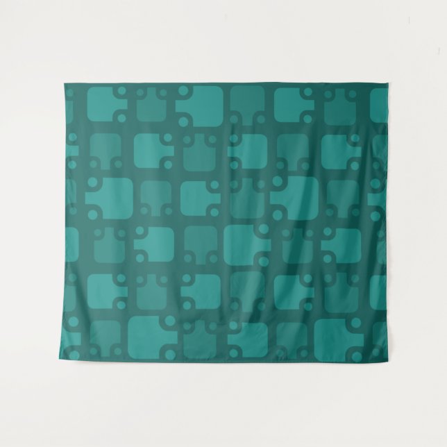 Mid Century Modern Pattern Teal Tapestry (Front (Horizontal))