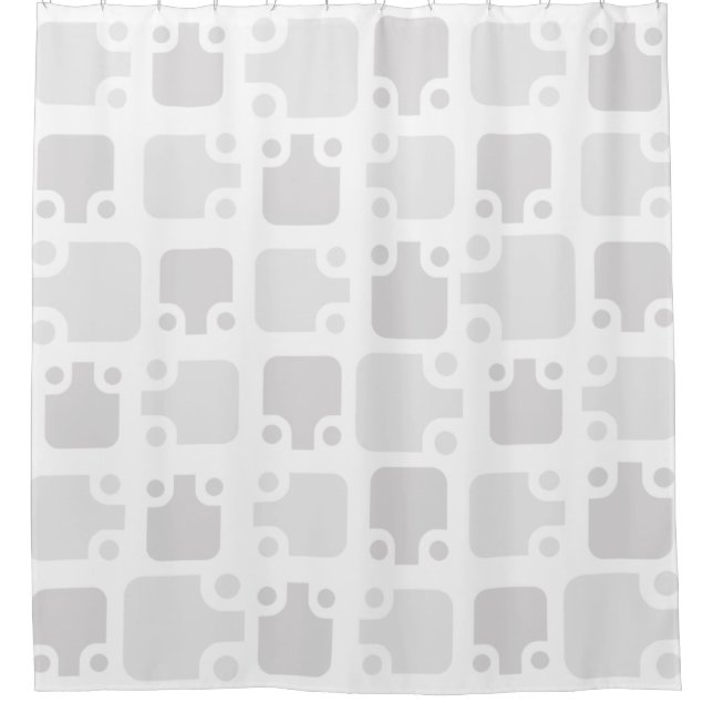 Mid Century Modern Pattern White Shower Curtain (Front)