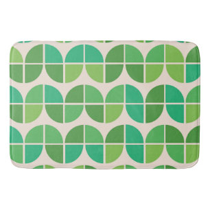 Mid Century Modern  Pattern with geometric green Bath Mat