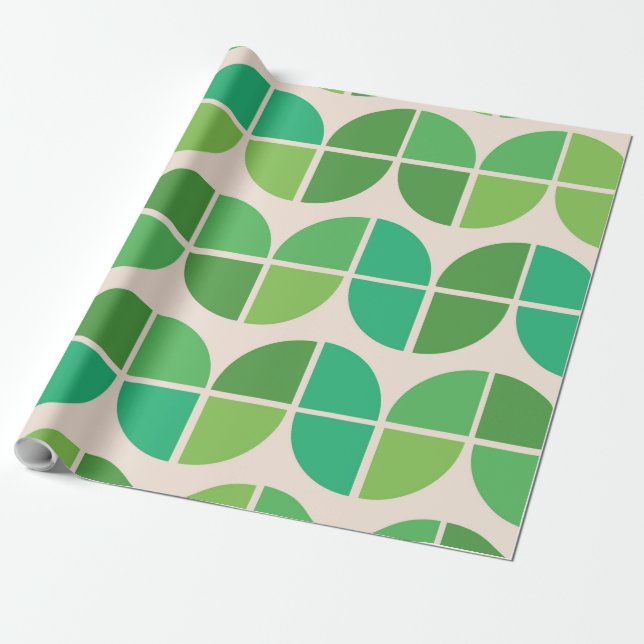  Mid Century Modern  Pattern with geometric green  Wrapping Paper (Unrolled)