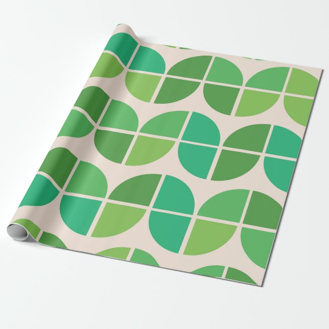  Mid Century Modern  Pattern with geometric green  Wrapping Paper (Unrolled)