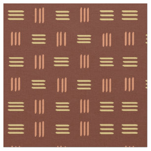 Mid Century Modern Patterned Lines (Mahogany) Fabric