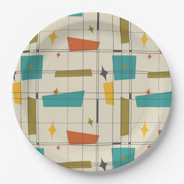 Mid Century modern patterned Paper Plate (Front)