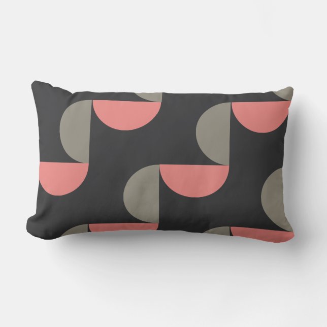 Mid-Century Modern peach and grey   Lumbar Cushion (Front)