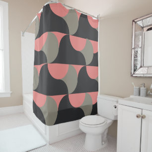 Mid-Century Modern peach and grey    Shower Curtain