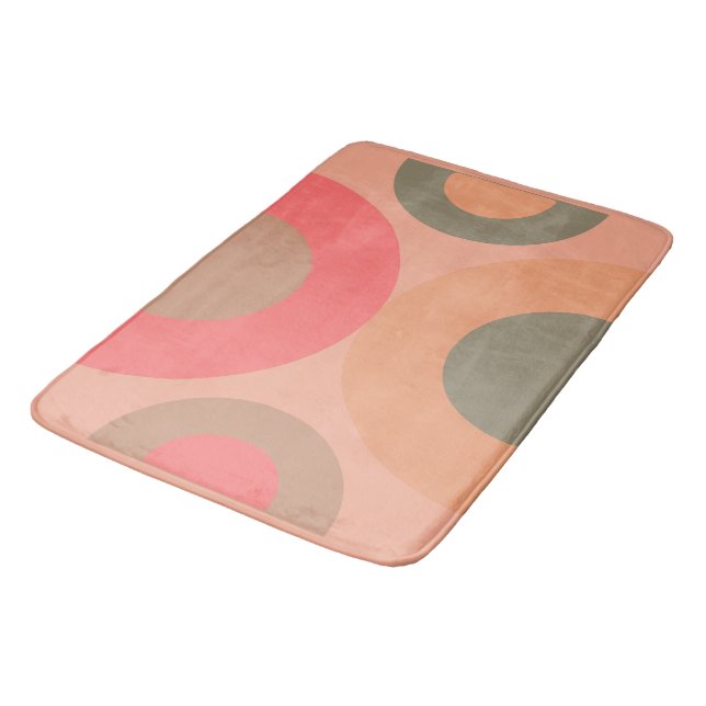 Mid-Century Modern Peach and Olive   Bath Mat (Angled)