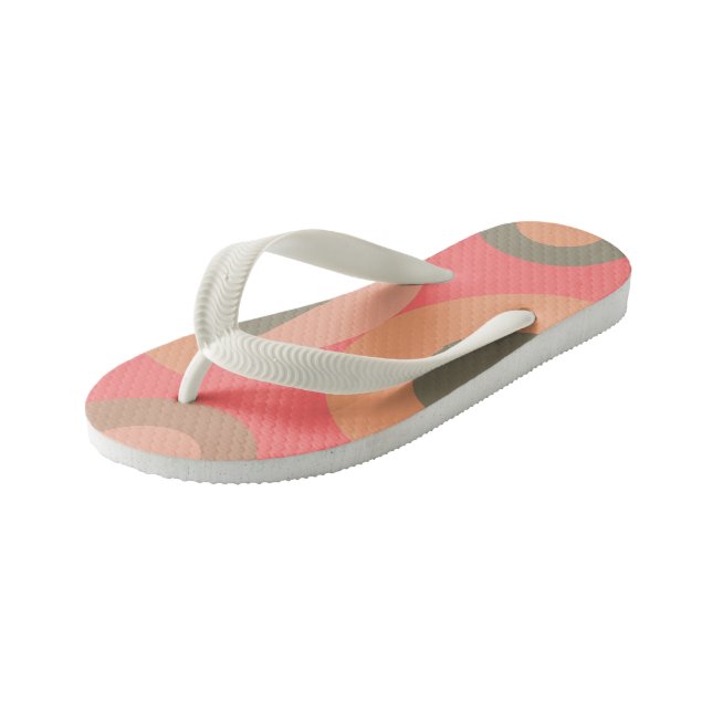 Mid-Century Modern Peach and Olive      Kid's Thongs (Angled)