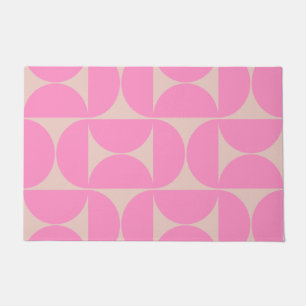 Mid Century Modern Peach And Pink Preppy Pattern Doormat