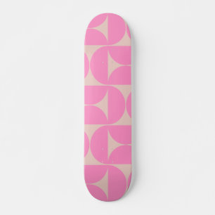 Mid Century Modern Peach And Pink Preppy Pattern Skateboard