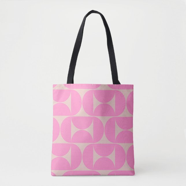 Mid Century Modern Peach And Pink Preppy Pattern Tote Bag (Front)