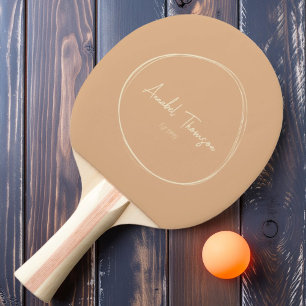 Mid-Century Modern Peach Kiss with Name  Ping Pong Paddle