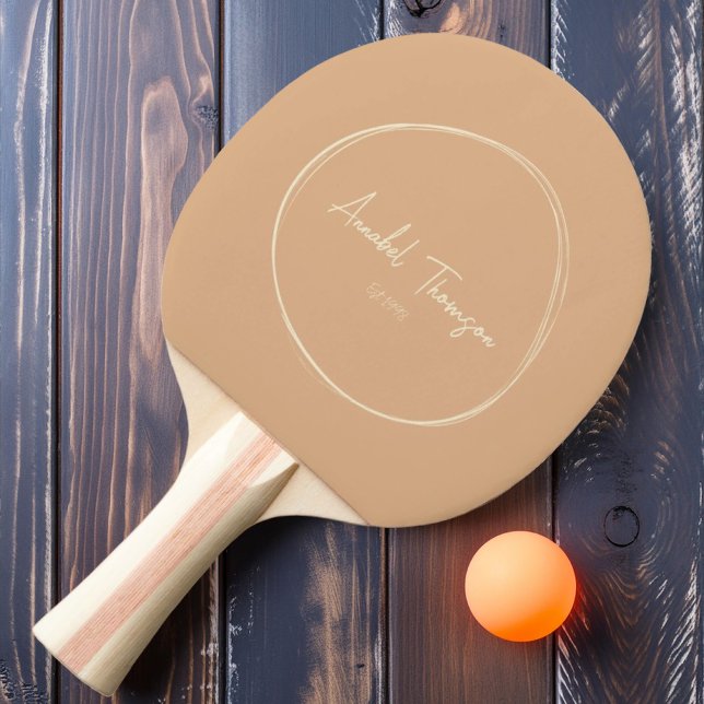 Mid-Century Modern Peach Kiss with Name  Ping Pong Paddle (Creator Uploaded)