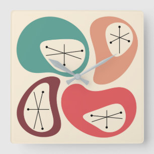 Mid Century Modern Pebbles 2 Square Wall Clock
