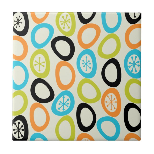 Mid Century Modern Pebbles 3 Ceramic Tile (Front)