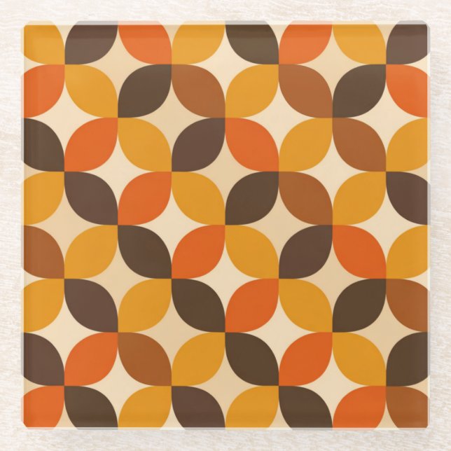Mid century Modern Petal Pattern Glass Coaster (Front)