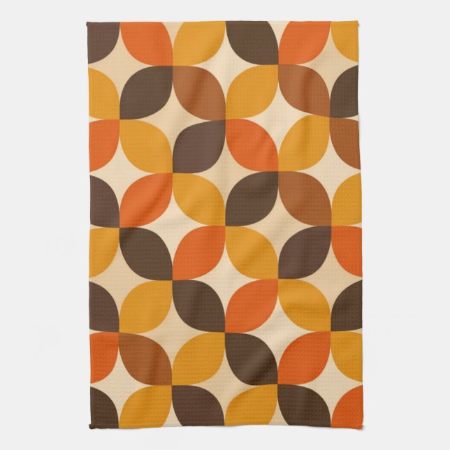 Mid century Modern Petal Pattern Tea Towel (Vertical)