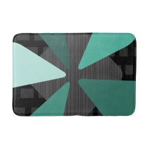 Mid Century Modern ‘Petals’ Art Black Turquoise Bath Mat