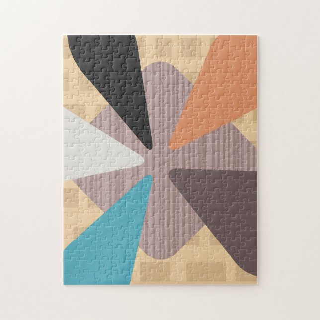 Mid Century Modern ‘Petals’ Art Colourful Jigsaw Puzzle (Vertical)