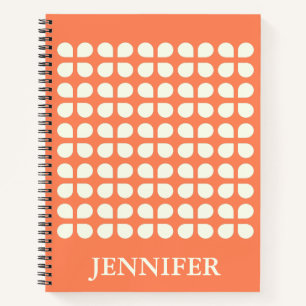 Mid Century Modern Petals in Orange Personalised Notebook