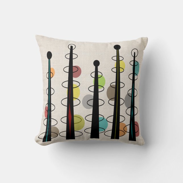 Mid-Century Modern Pillow Atomic Inspired X2 (Front)