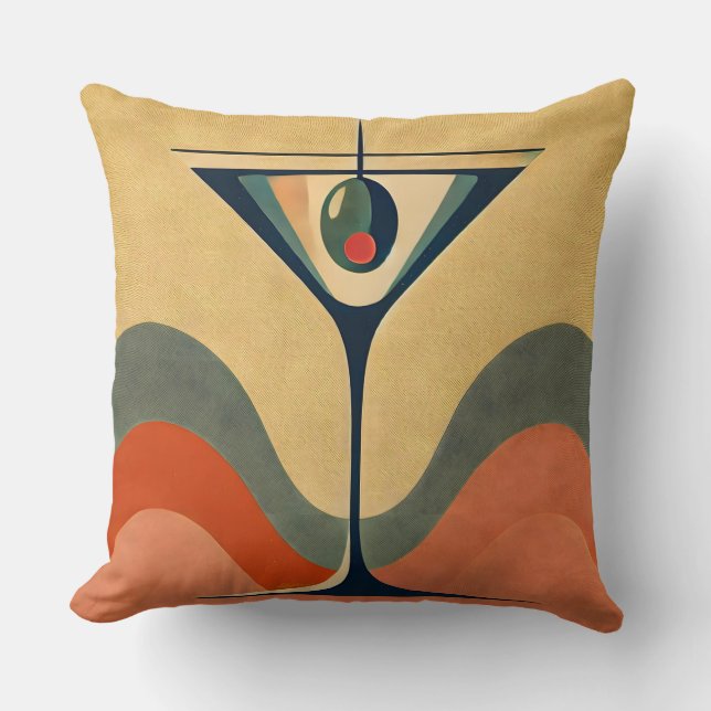 Mid Century Modern "pimento olive martini wave" Cushion (Front)