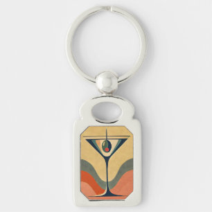 Mid Century Modern "pimento olive martini wave" Key Ring