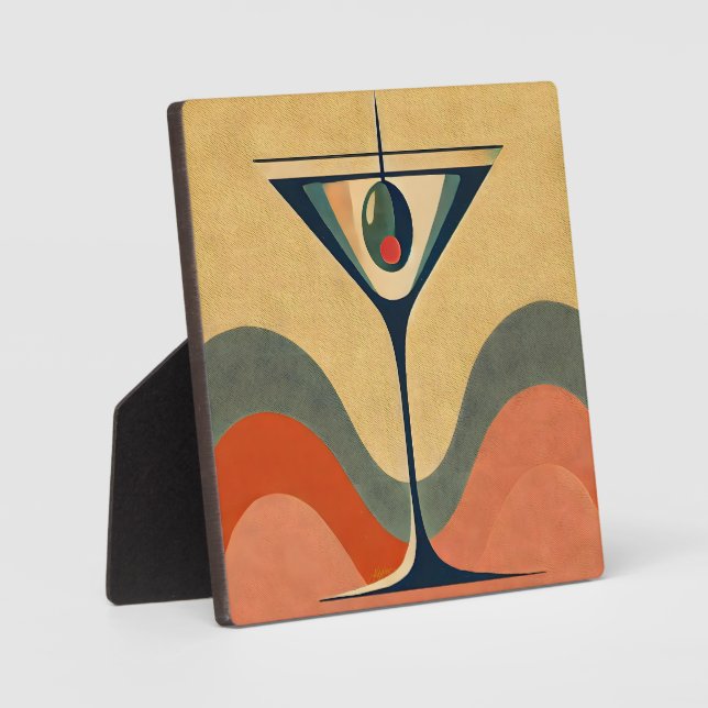 Mid Century Modern "pimento olive martini wave" Plaque (Front)