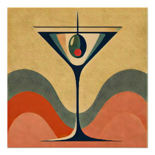 Mid Century Modern "pimento olive martini wave" Poster
