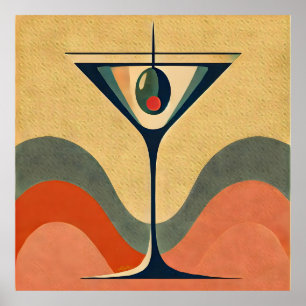 Mid Century Modern "pimento olive martini wave" Poster