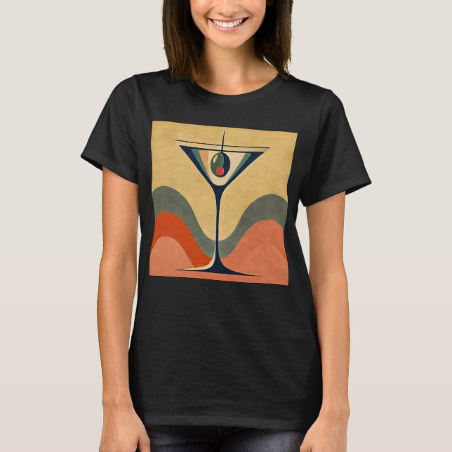 Mid Century Modern "pimento olive martini wave" T-Shirt (Front)