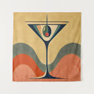 Mid Century Modern "pimento olive martini wave" Tapestry