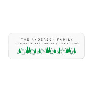 Mid Century Modern Pine Trees Return Address Return Address Label