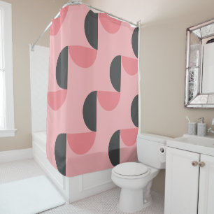 Mid-Century Modern Pink and grey Shower Curtain