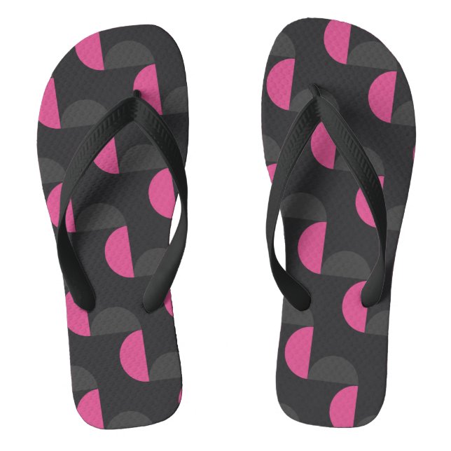 Mid-Century Modern pink and grey   Thongs (Footbed)