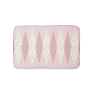 Mid Century Modern Pink Argyle Bath Mat