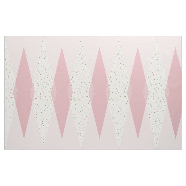 Mid Century Modern Pink Argyle Cotton Fabric (Yard)