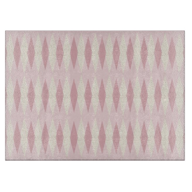 Mid Century Modern Pink Argyle Cutting Board (Front)