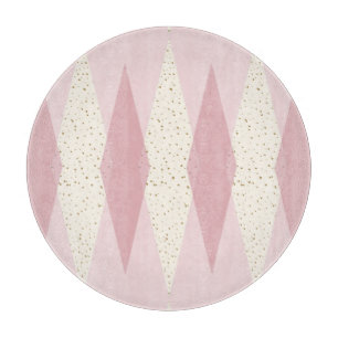 Mid Century Modern Pink Argyle Cutting Board