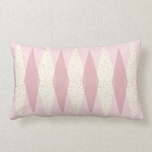 Mid Century Modern Pink Argyle Lumbar Pillow