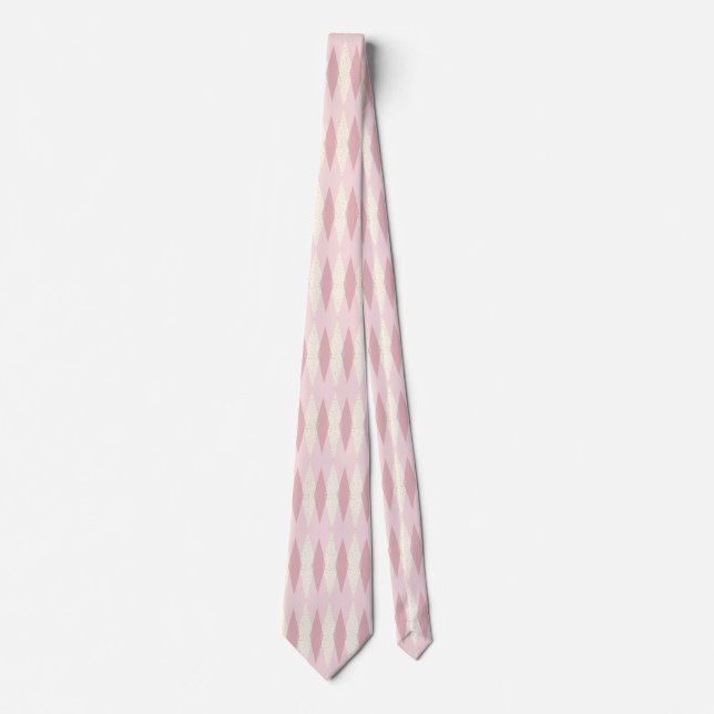 Mid Century Modern Pink Argyle Necktie (Front)