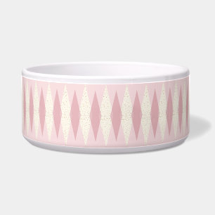 Mid Century Modern Pink Argyle Pet Bowl