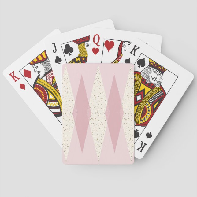 Mid Century Modern Pink Argyle Playing Cards (Back)