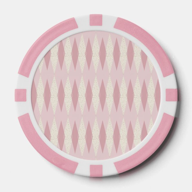 Mid Century Modern Pink Argyle Poker Chip (Front)